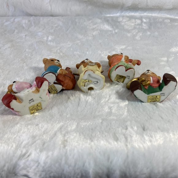 HOMCO #1422 Set of 5 Bear Musicians Porcelain Figurines Flute Trumpet Violin - Picture 7 of 9